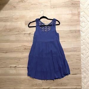 Blue Swing Dress With Lace Details